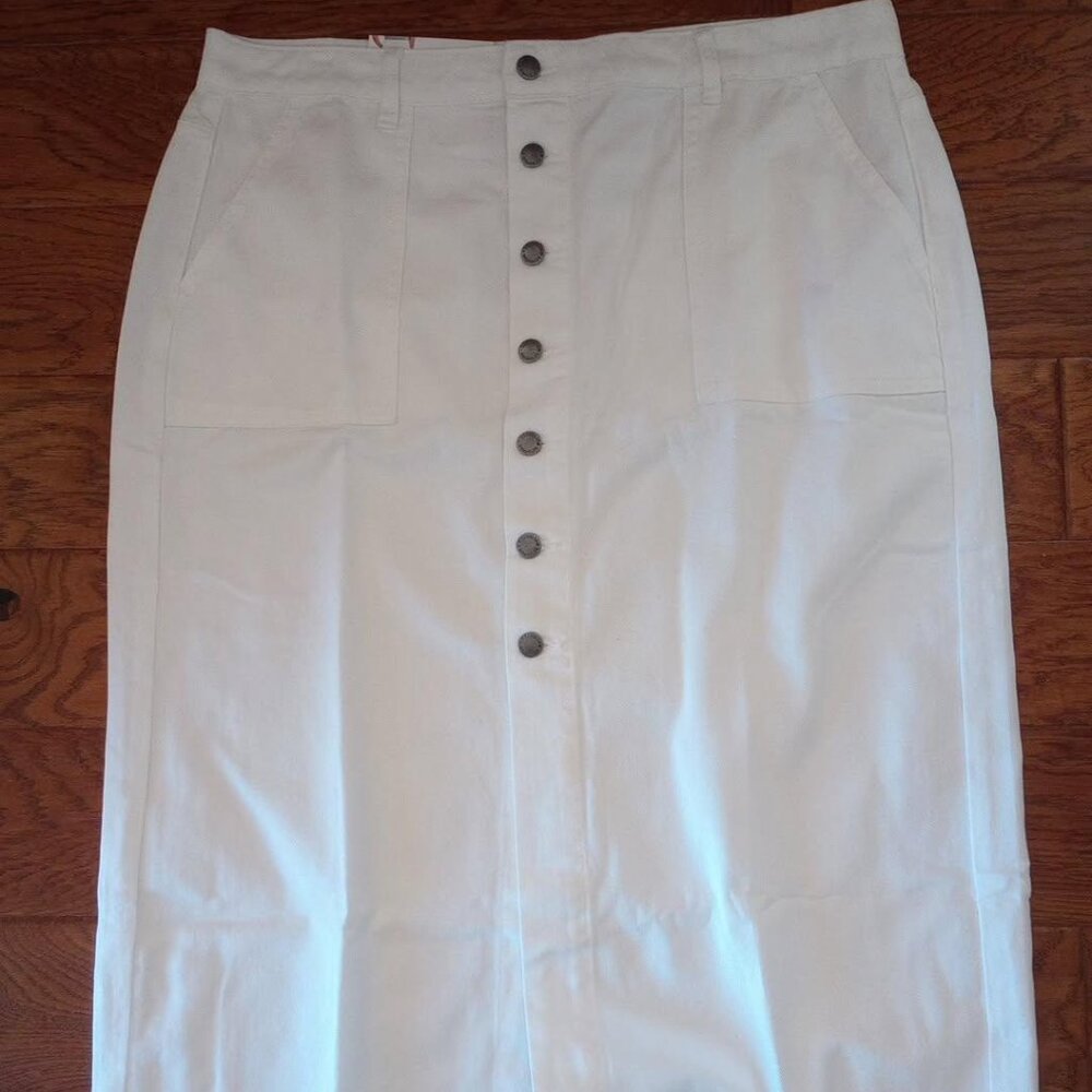 Wrangler Women's Size 16 White Denim Button Midi Skirt NWT - Picture 2 of 5